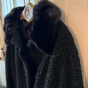 Beautiful Persian lamb with fur collar coat